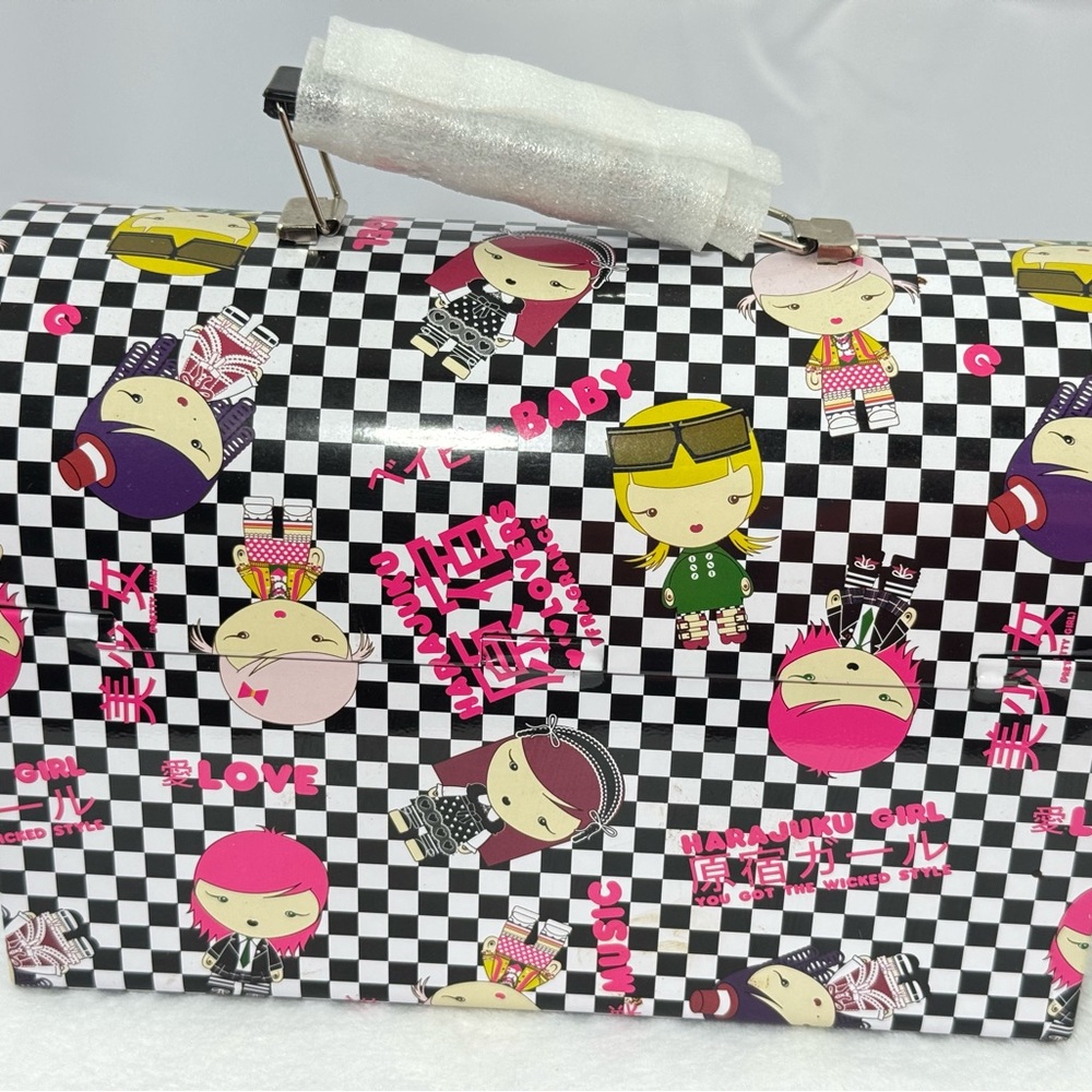 Gwen Stefani Harajuku Girls Limited Edition Checkered Lunch Box Make-up Tin New - Picture 11 of 15